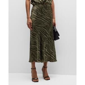 Atm Anthony Thomas 'Melillo' Silk Green Charmeuse With Zebra Print St Size 0
